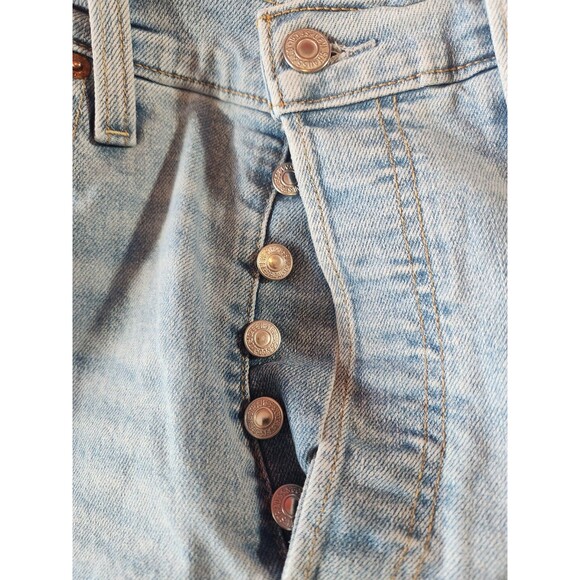 LEVI'S Ribcage Straight Ankle Jeans Womens 31 (31x26) Blue Button Fly Distressed - Picture 4 of 9